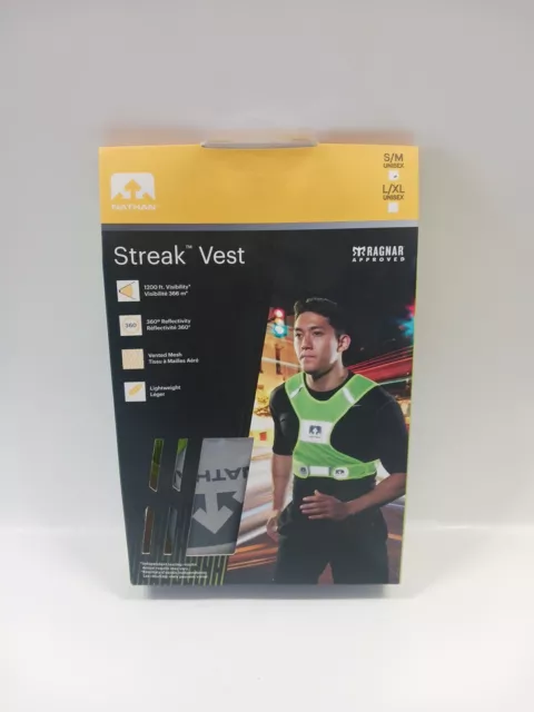 Nathan Streak Reflective Vest 1200 Ft. Visibility Safety Yellow Small/Medium New