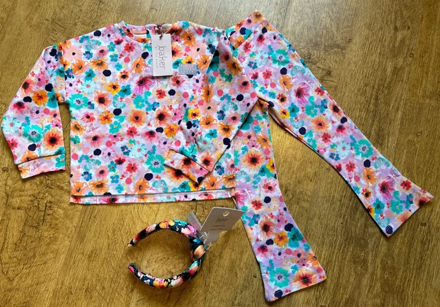Ted Baker floral leggings outfit set 4-5 years matching headband BNWT casual
