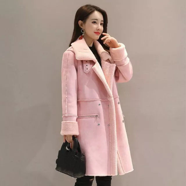 FEMMES FAUX LAINE D Agneau Manteau pais Veste Longue Ext rieur