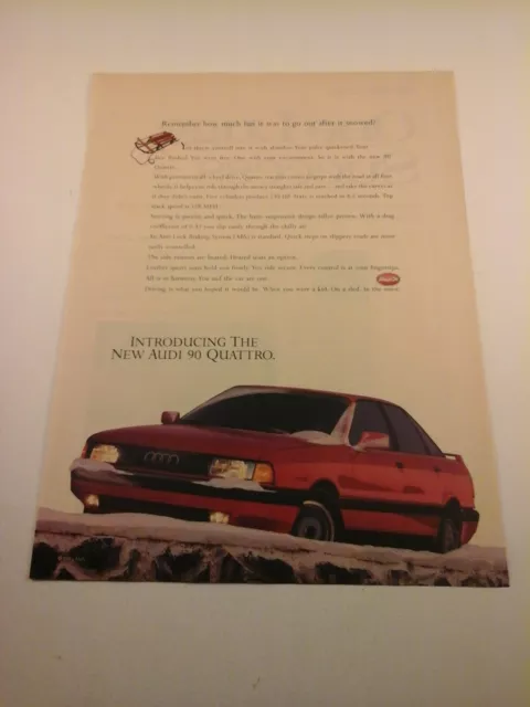 Vtg 1987-1988 Car Print Ad '88 AUDI - INTRODUCING THE NEW AUDI 90 QUATTRO (FRONT