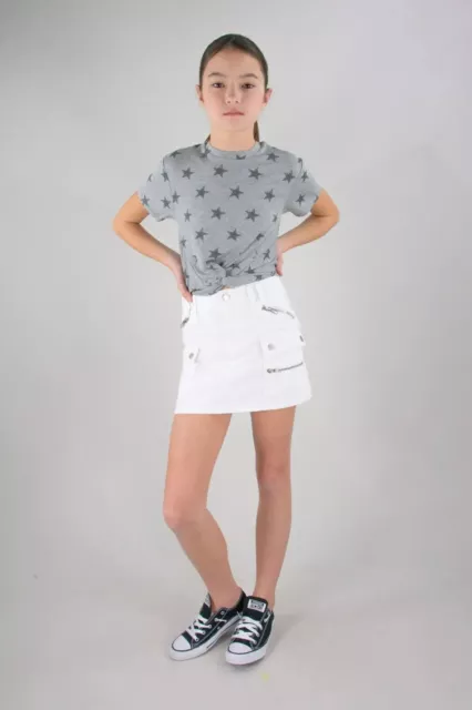TRACTR CARGO PATCH ZIPPER POCKET MINI WHITE SKIRT size 14