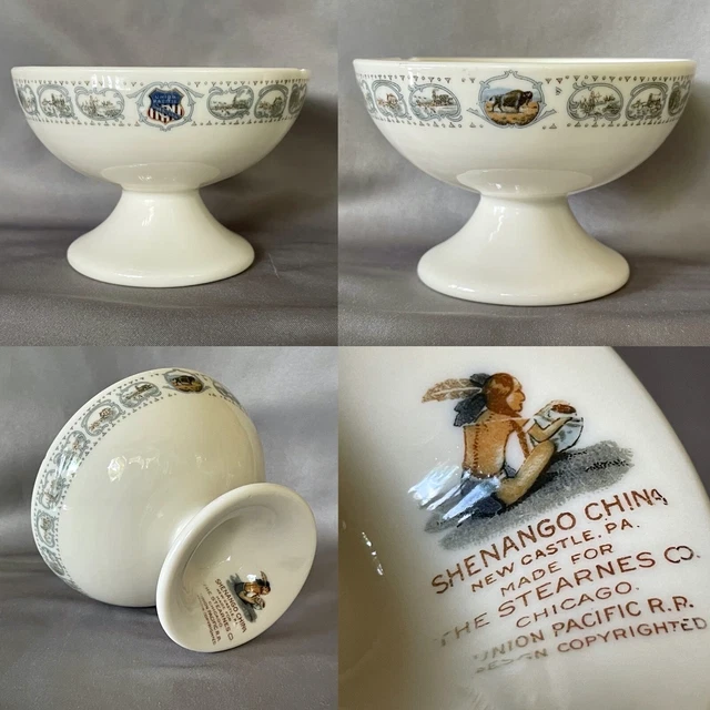 1920s Shenango China UNION PACIFIC RR Overland Historical SHERBET/Footed Egg Cup