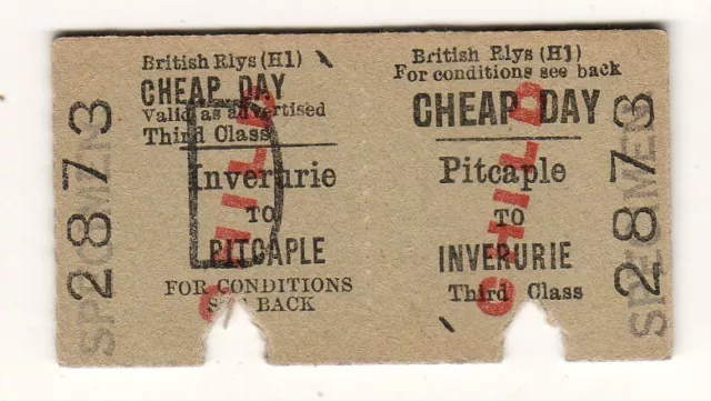 Railway  ticket BR(H) Pitcaple - inverurie