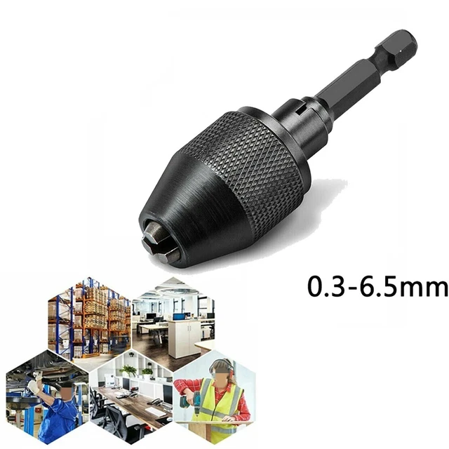 Drill Chuck Keyless Hex Shank Quick Change Tightens Workholding 0.3-6.5mm