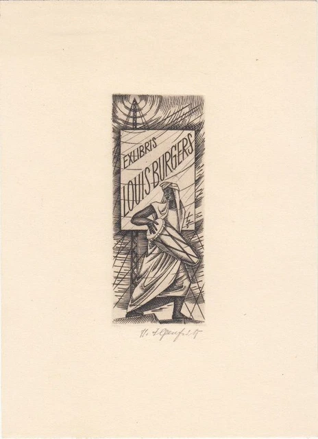 Exlibris Bookplate Copperplate Heinrich Ilgenfritz 1899-1969 Drummer