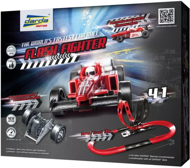 DARDA 513241 Autorennbahn mit Formula Rennwagen, Flash Fighter