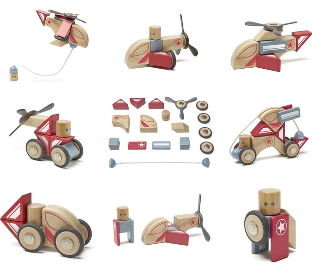 TEGU SKYHOOK MAGNETIC Naturally Wooden Action Blocks Collection