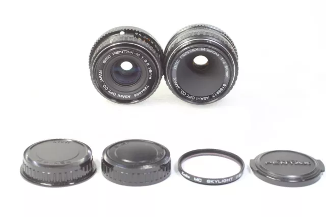 Lot of 2 PENTAX SMC PENTAX-M 50mm F/4 Macro + 28mm F/2.8 Wide Angle Lens