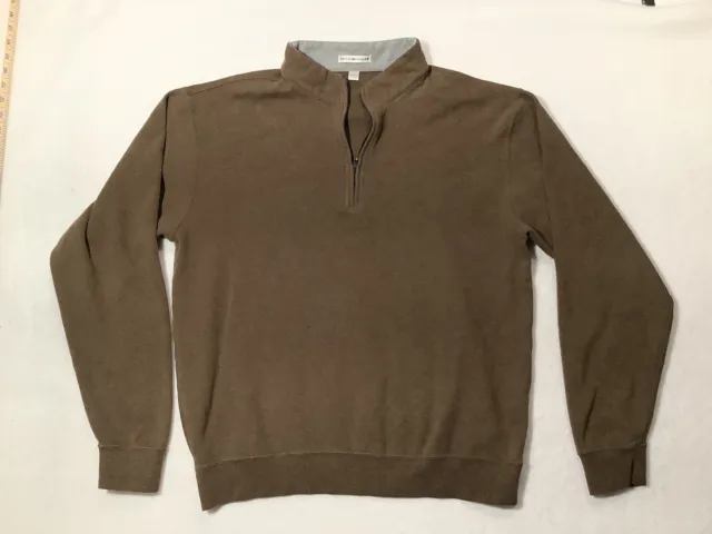Peter Millar Sweater Mens Large Brown 1/4 Zip Pullover Long Sleeve Preppy Golf