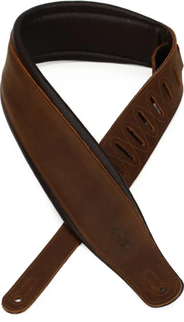 Levy's PM32CH-BRN 3" Wide Garment Leather Guitar Strap - Brown Sweetwater