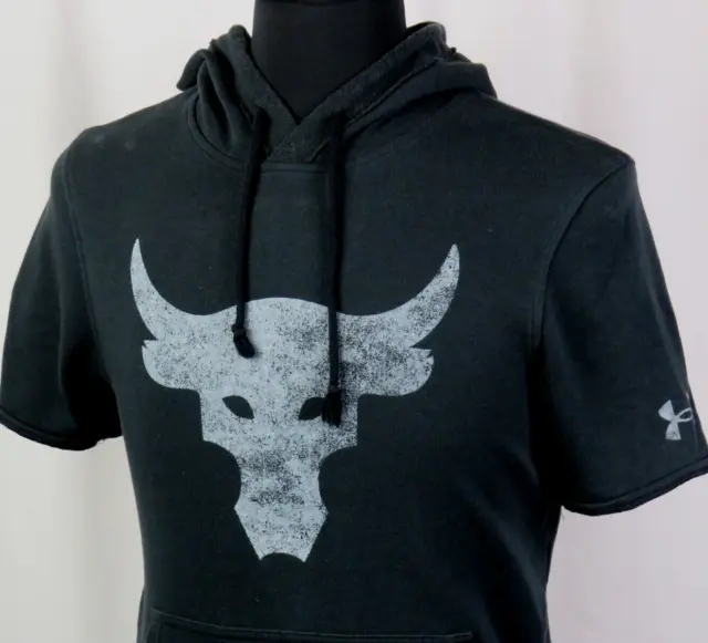 Men's Under Armour Project Rock Short Sleeved Terry Black Hoodie Small