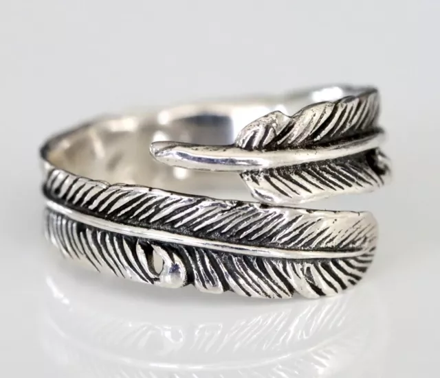925 Sterling Silver Ring , Feather Ring , Adjustable Ring, Bohemian Ring
