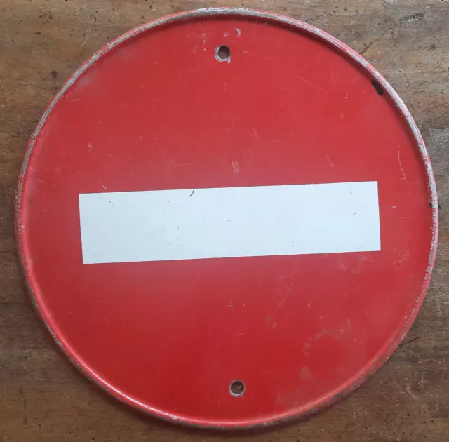 Ancienne plaque panneau signalisation SENS INTERDIT  32cm