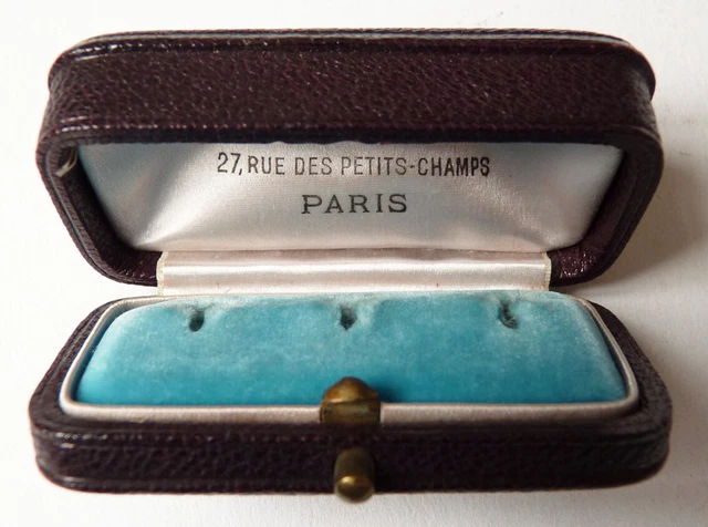 Ancien écrin à Boucles D'oreilles En Cuir KELTZ Strasbourg - 19ème Siècle, D'occasion