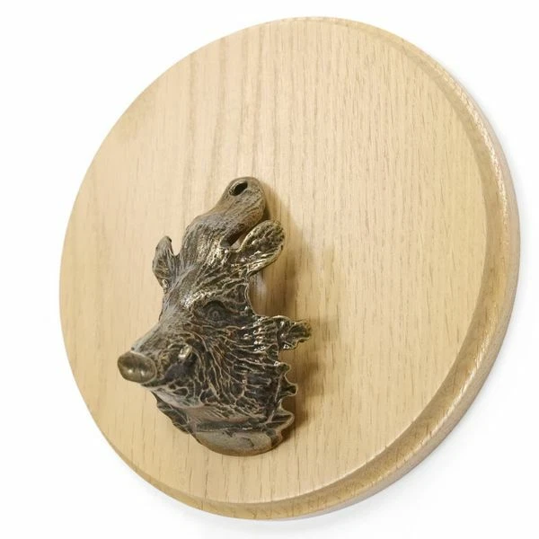 Placa de Jabalí Redondo Roble Claro Af 17 CM Con Cabeza Decoración Grande