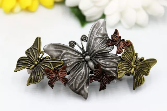 Haarspange Haarschmuck Klammer Schmetterling Retro Vintage Bronze Silber #S001