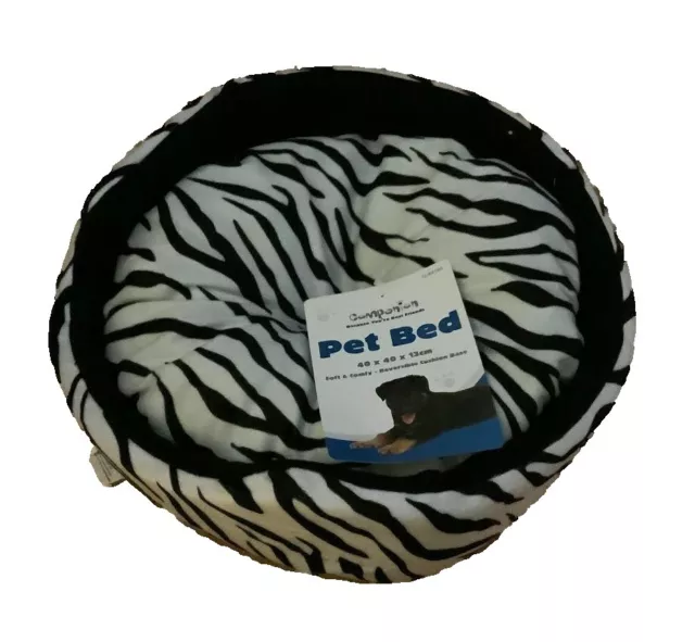Comfy Round Pet Bed Zebra Stripes 40 x 40 x 13cm