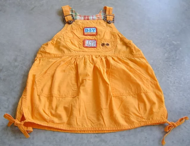 Vintage Oilily Girls Orange Bib Pinafore Dress Sz 1 - 2 (86)