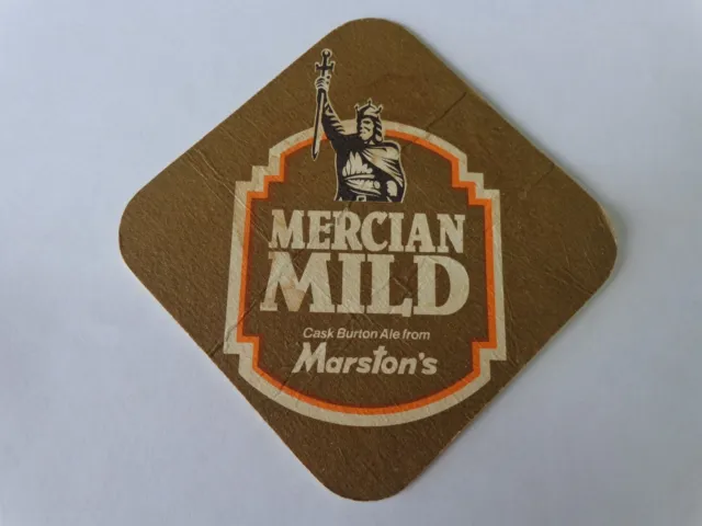 Vintage Beer Bar COASTER ~ Marston's Mercian Mild Ale on Cask ~ ENGLAND Brewery