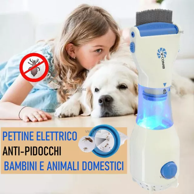 PETTINE LED ELETTRICO Aspira Elimina Pidocchi Capelli Bambini-Animali  Domestici EUR 19,00 - PicClick IT