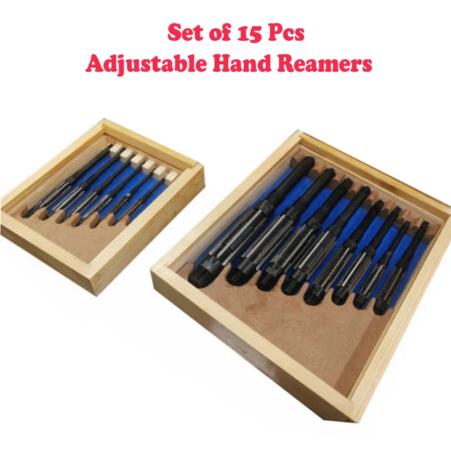 Set of 15pc Adjustable Hand Reamer Set H-V TO H-11 (1/4 " to 1.1/16 ")WOODEN BOX