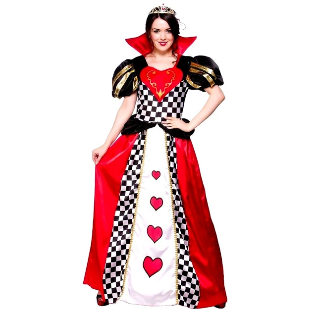 Adult Fairytale QUEEN OF HEARTS Fancy Dress Costume Wonderland Ladies Sizes 6-24