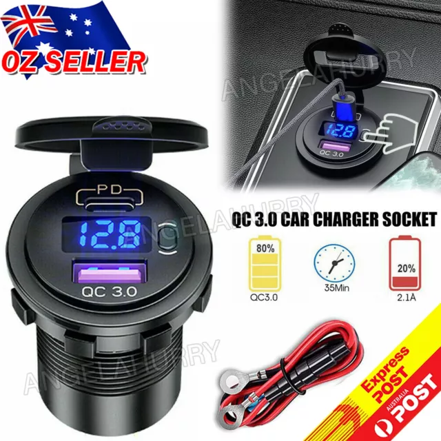 12V 24V Type-C PD+USB Charger Adapter Power Outlet For Car Motorcycle NEW