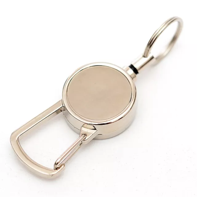 Retractable Key Ring ID Metal Lanyard Name Tag Card Holder Recoil Reel Belt r