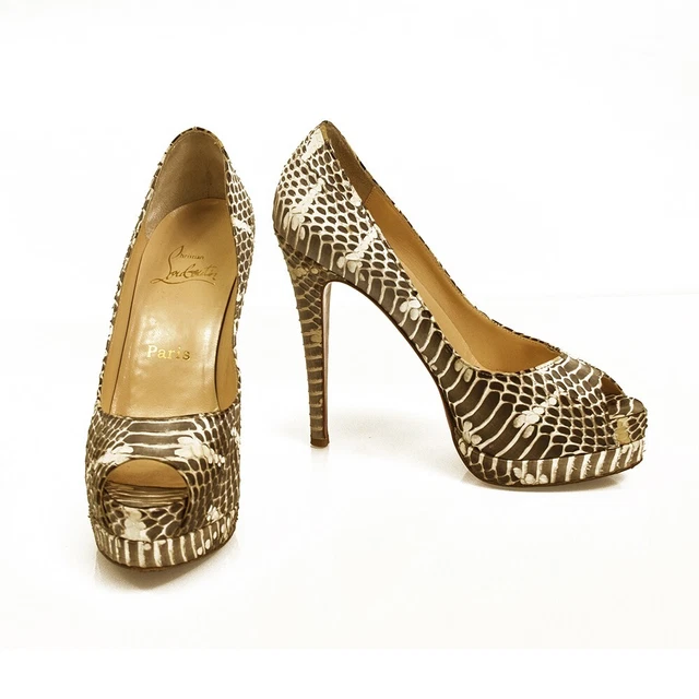 CHRISTIAN LOUBOUTIN PEAU de Serpent Plateforme Bout Ouvert Tennis Talons Taille EUR 375 71 PicClick FR