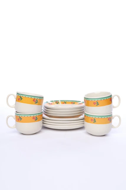CUATRO ESTACIONES Servicio de desayuno blanco cerámica decoración floral