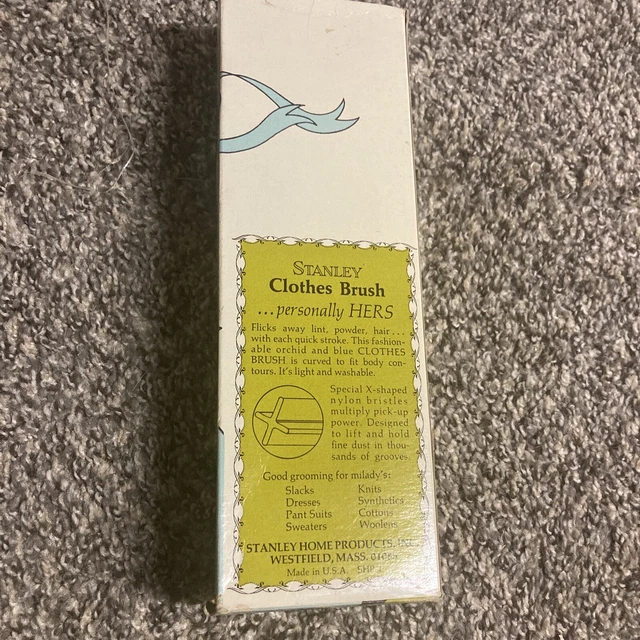Stanley Home Prod Clothes Lint Brush 3042 Personally Hers Purple USA Box Vtg