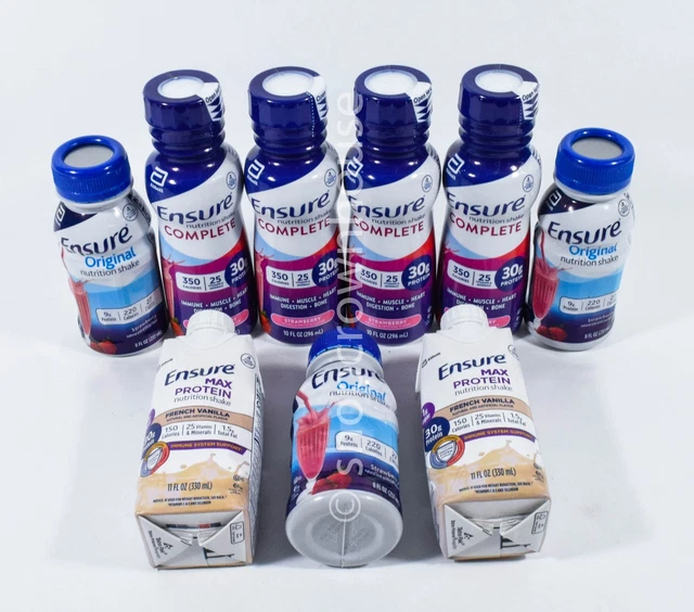 9 ENSURE COMPLETE/MAX Protein/Original Nutrition Shake Variety 01/01