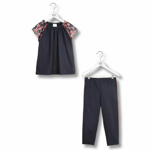ARMANI Completo bambina maxi T-shirt + leggings blu stelle marine 4 anni