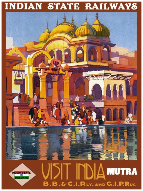 7837.Indian state railways.visit india.people gathering.POSTER.art wall decor