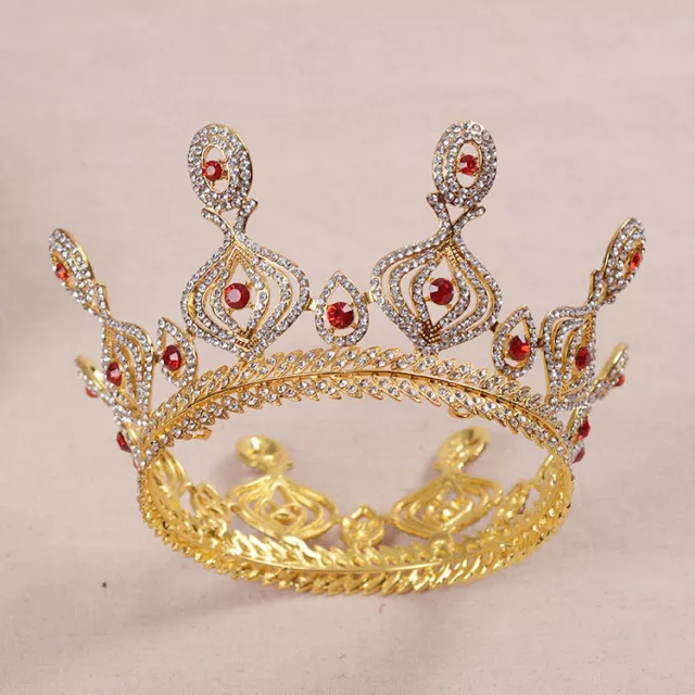 Red & Clear Austrian Rhinestone Crystal Gold Tiara Hair Crown Bridal Party C516 2
