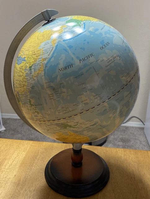 Vintage 12" World Classic Globe - Retro Wood Base
