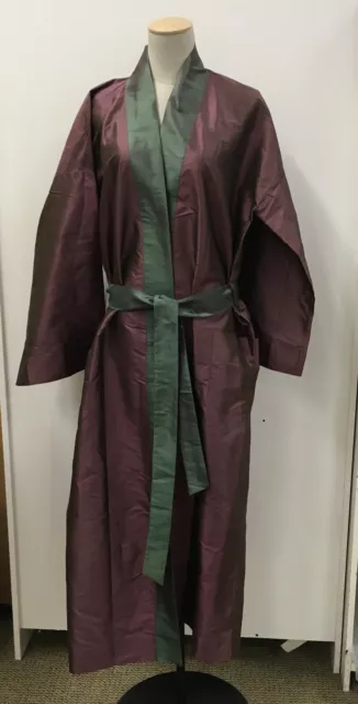 Jim Thompson 100% Thai Silk Men's Kimono Robe Iridescent Purple Green NWT