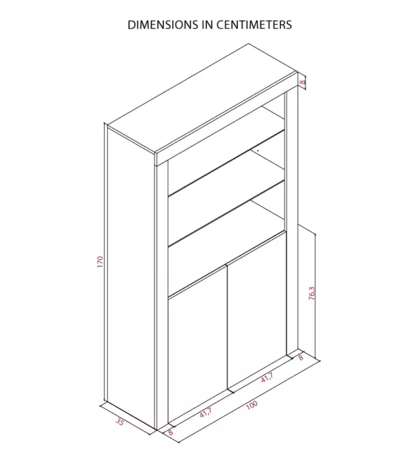 Cabinet Sideboard  170cm  Cupboard Display High Gloss / Matt Doors With Free LED 2