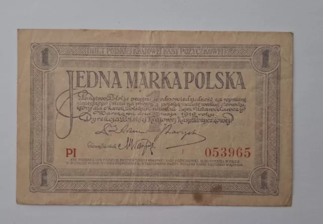 Poland 1 Marka 1919 VF