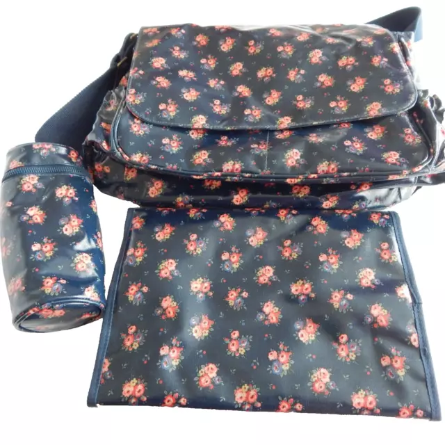 Cath Kidston Messenger Changing Bag Bottle Bag Changing Mat Navy Floral Unused