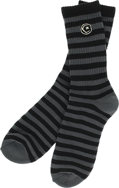 FOUNDATION STRIPED STAR & MOON SOCKS GREY 1pr