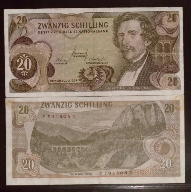 1967 Austria 20 Schilling | VF | Oesterreichische National Bank