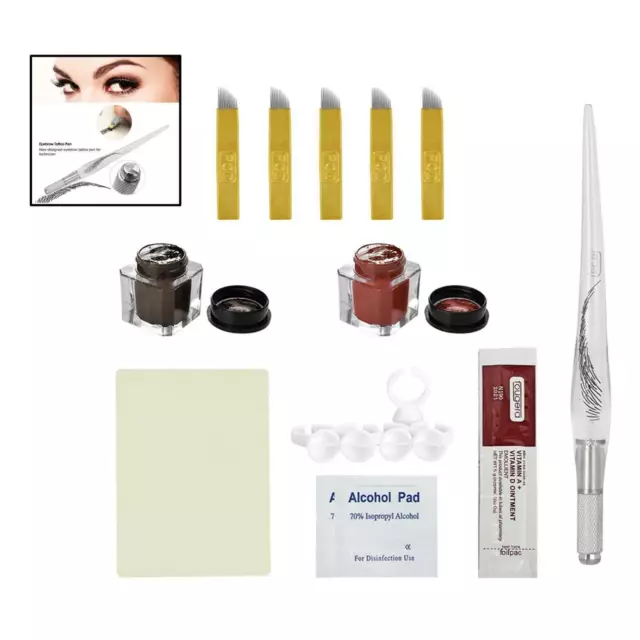 Eyebrow Permanent Tattoo Kit Set Pen Needle Pigment Ink Practise Skin Tool