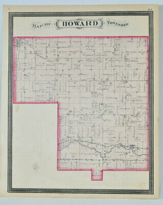 1877 Atlas Map Kokomo Indiana Howard Township Antique Kingman Brothers 3
