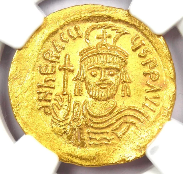 Heraclius AV Solidus Gold Byzantine Coin 610-641 AD - Certified NGC MS (UNC)