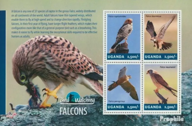 Briefmarken Uganda 2014 Mi 3250-3253 Kleinbogen  postfrisch Vögel