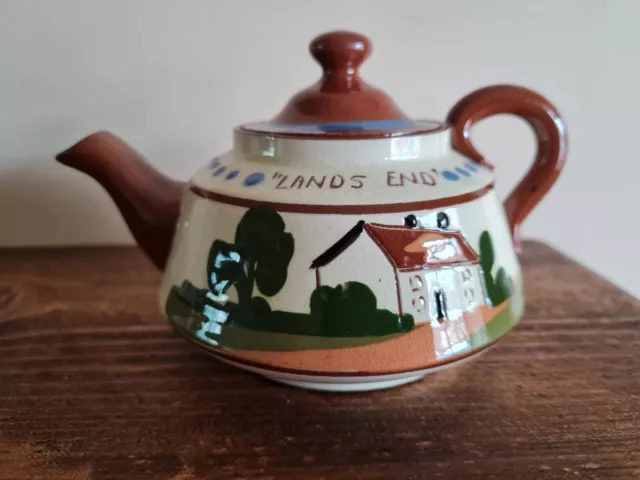 Vintage Royal Watcombe Devon Torquay Pottery 50s Lands End Motto Ware Teapot #2