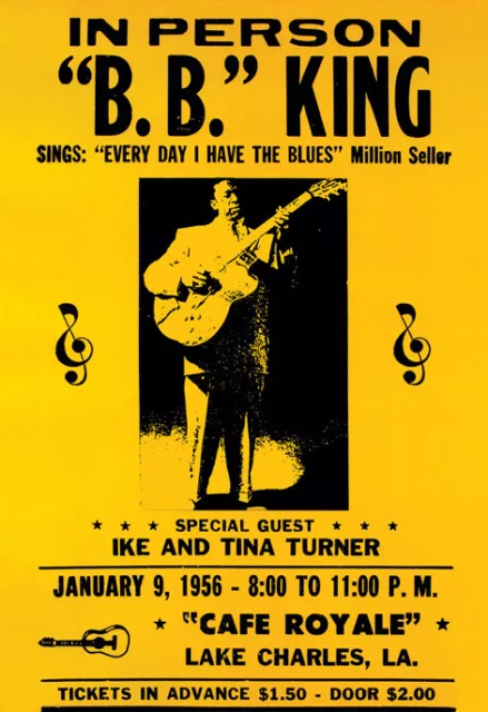 B.B. King Poster, Blues Music, BB King Concert, Lake Charles, Louisianna, 1956