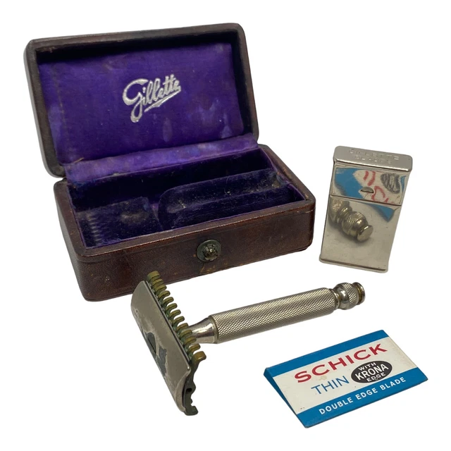 VTG - Gillette Razor - With Box and Razor Case - 1 Schick Razor included