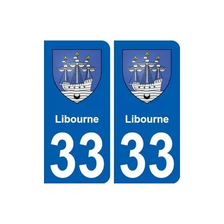 33 Libourne blason ville autocollant plaque stickers arrondis